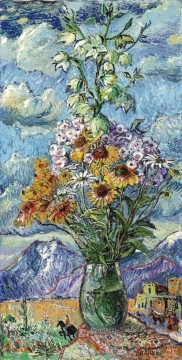 bouquet et montagnes colorado 1951 russe Peinture à l'huile